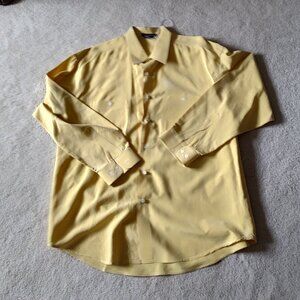 Tulliano 100% Silk Yellow Button Down Long Sleeve Shirt XL